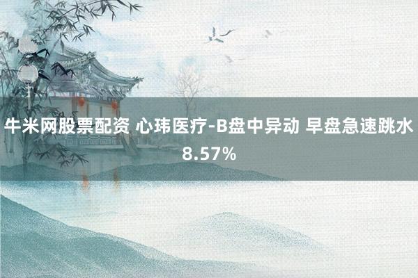 牛米网股票配资 心玮医疗-B盘中异动 早盘急速跳水8.57%